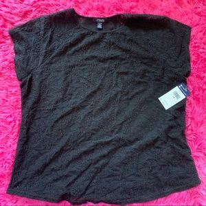 Chaps black lace blouse